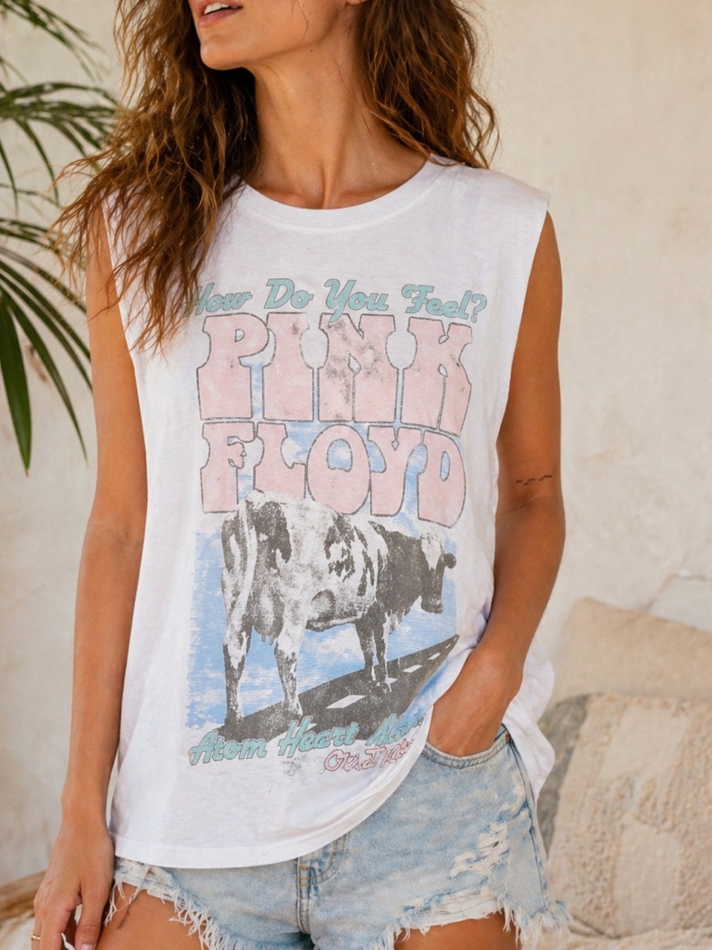 Recycled Karma Pink Floyd Graphic Tank XS White Sleeveless Tee